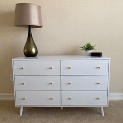 Modern White 6 Drawer Dresser 