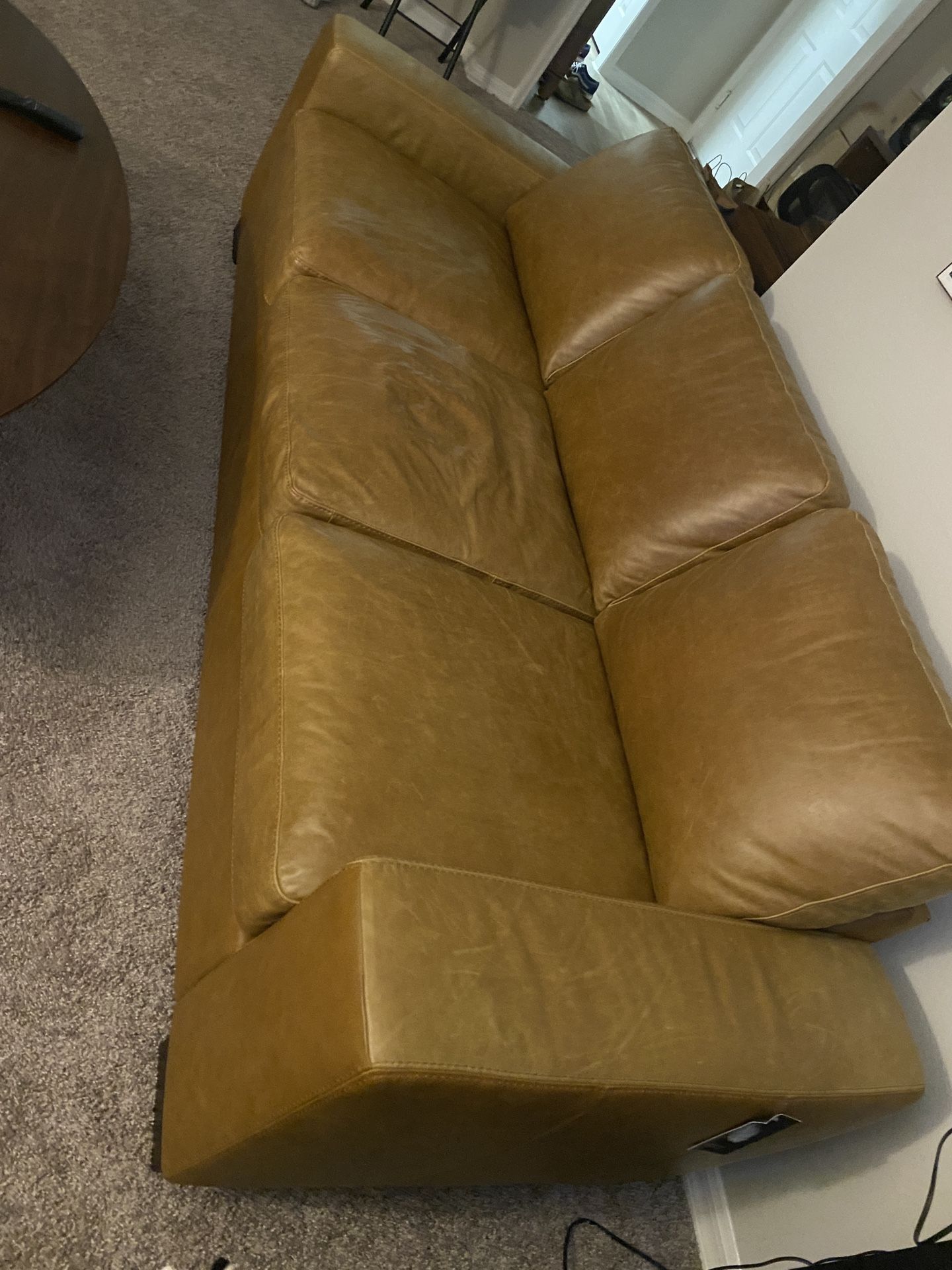 Real Italian Leather 3 Person Sofa Couch MCM