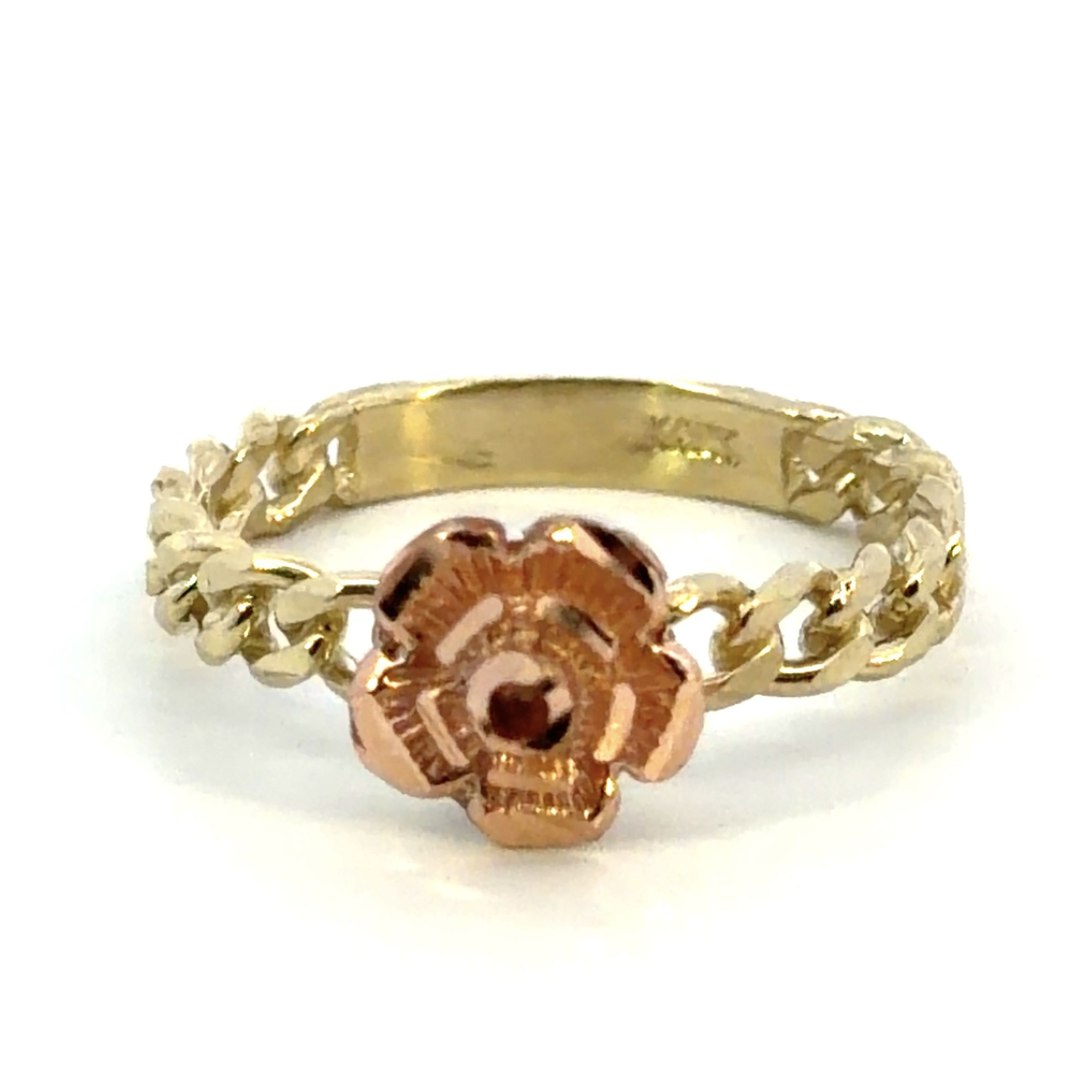 Woman’s Ladies 10k Two Toned Rose Yellow Gold Rose Ring...