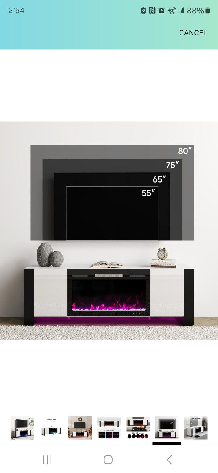 Fire Place Heater TV Stand With Led
