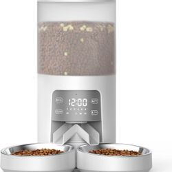 PATPET PF02D Timed Automatic Double Bowl Dog & Cat Feeder with Voice Recorder