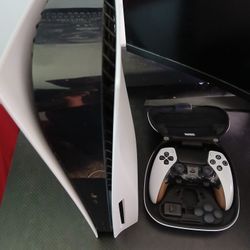 Ps5 Disc Version With Pro Controller And TUF VG32VQ1B 32" Class WQHD Curved Screen Gaming LCD Monitor