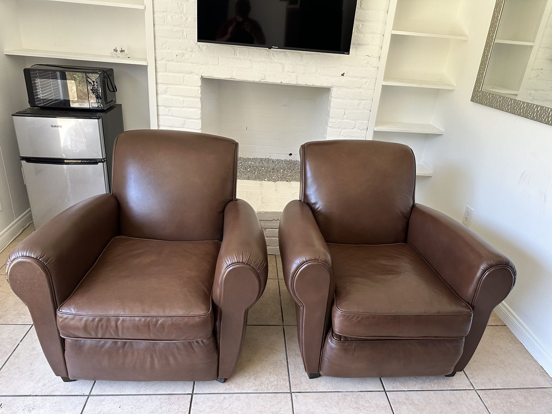 Restoration Hardware 1920S Parisian Leather Club Chairs