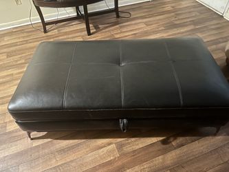 Black Leather Storage Ottoman Bench