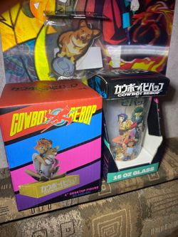 Cowboy Bebop Ed & Ein Figure + 16oz Glass Set