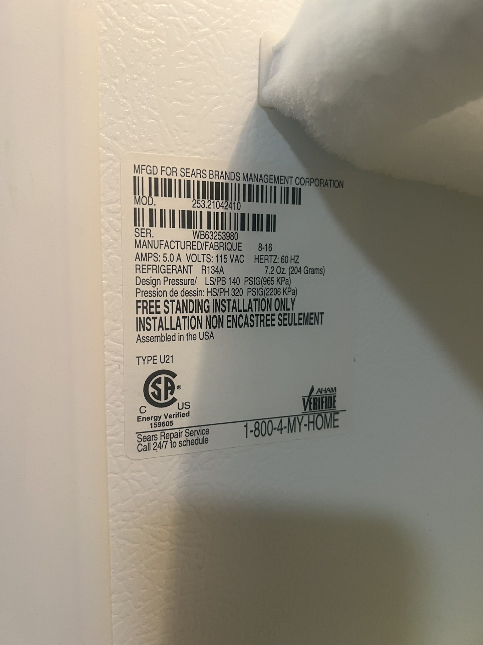 Frigidaire Deep Freezer