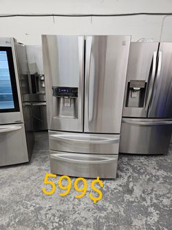 36" KENMORE 4 Doors Stainless Steel Ice Maker And Water Good Conditions Cooling OFFER Clean 4 Doors
