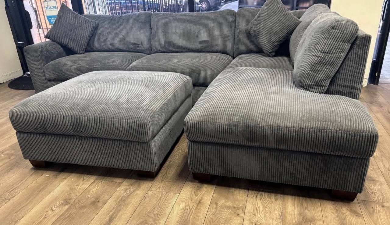 Sectional Couch Sofa L Shape with Matching Ottoman