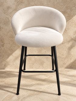 Set of 3 Cream Upholstered Bar Stools – Like New