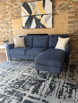 FREE DELIVERY🚚 Modern Blue-Gray Reversible Chaise Sectional Sofa
