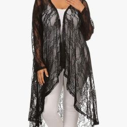Lace Cardigan Black 1X