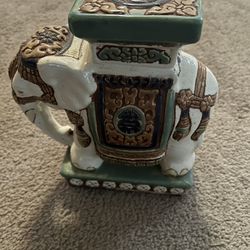 Vintage Colorful Ceramic Elephant Riser or Stand