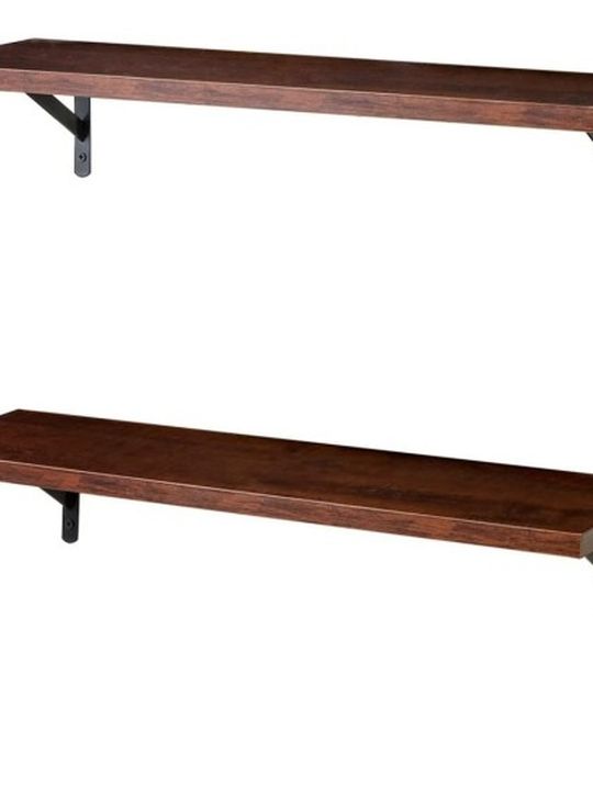 NEW IN BOX 2) walnut shelves with brackets modern farmhouse boho bohemian home decor storage