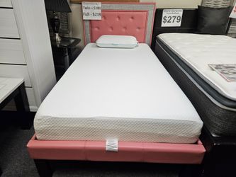 BRAND NEW PINK TWIN PLATFORM BEDFRAME + 8" THICK MEMORY TWIN MATTRESS