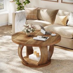 Round Coffee Table with Open Curved Base