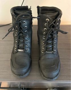 Harley-Davidson Black Leather Lace-Up Boots