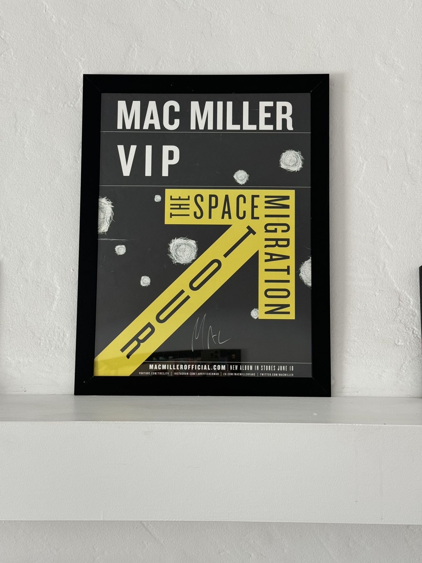Mac Miller Autographed 2013 Space Migration Tour Poster Original Owner Signed 2013