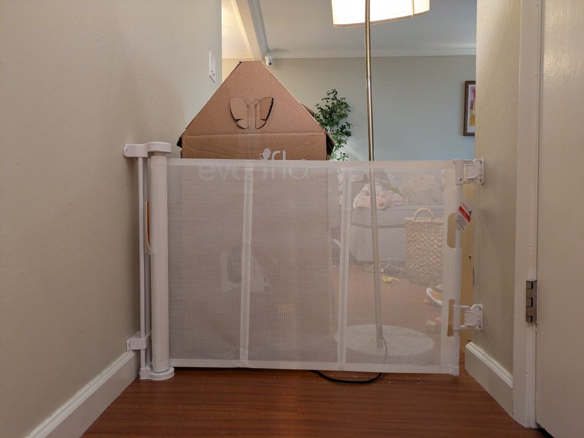 White Mesh Baby Gate Retractable 3 Available