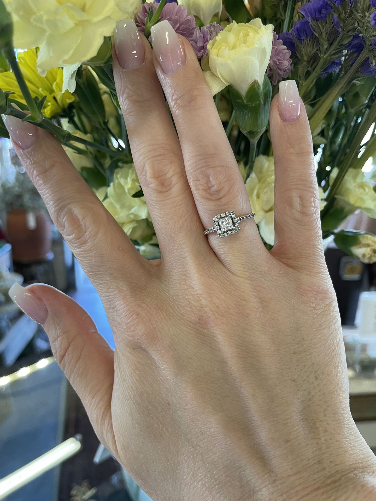 14K Gold Natural Diamonds Promise Engagement Wedding Ring