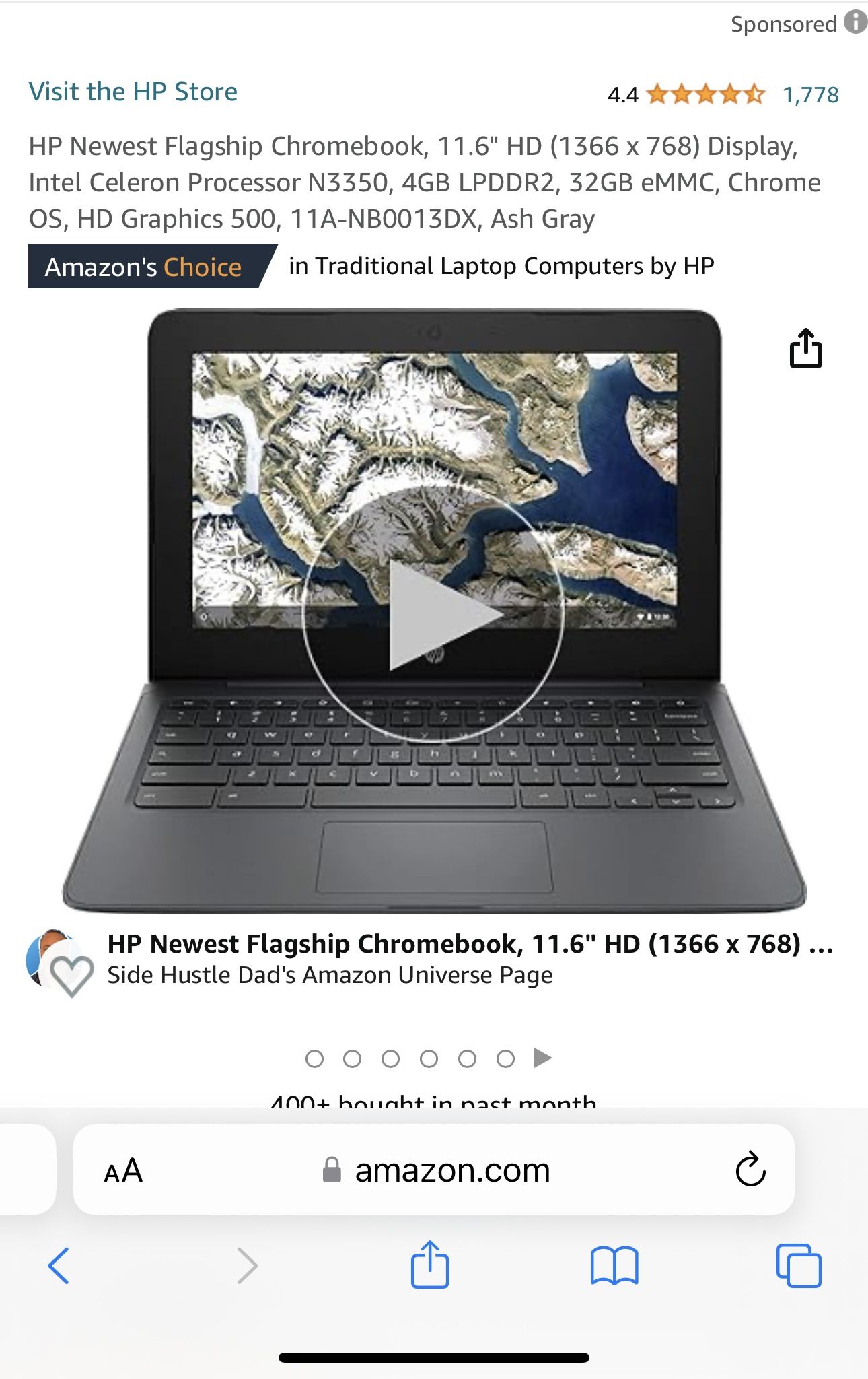 HP Newest Flagship Chromebook, 11.6" HD (1366 x 768) Display, Intel Celeron Processor N3350, 4GB LPDDR2, 32GB eMMC, Chrome OS, HD Graphics 500, 11A-NB