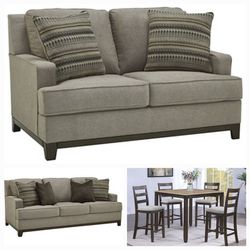 Brand New Ashley Sofa, Loveseat & 5pc Counter Height Dining Room Set 