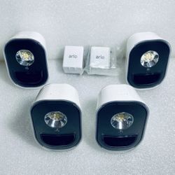 lot Of 4 Netgear Arlo Wireless Add-On In/Outdoor Smart Security Lights With Two Batteries