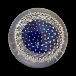 Vintage Caithness Art Glass Paperweight LIBERTY 3" Scotland Controlled Bubble Vintage 