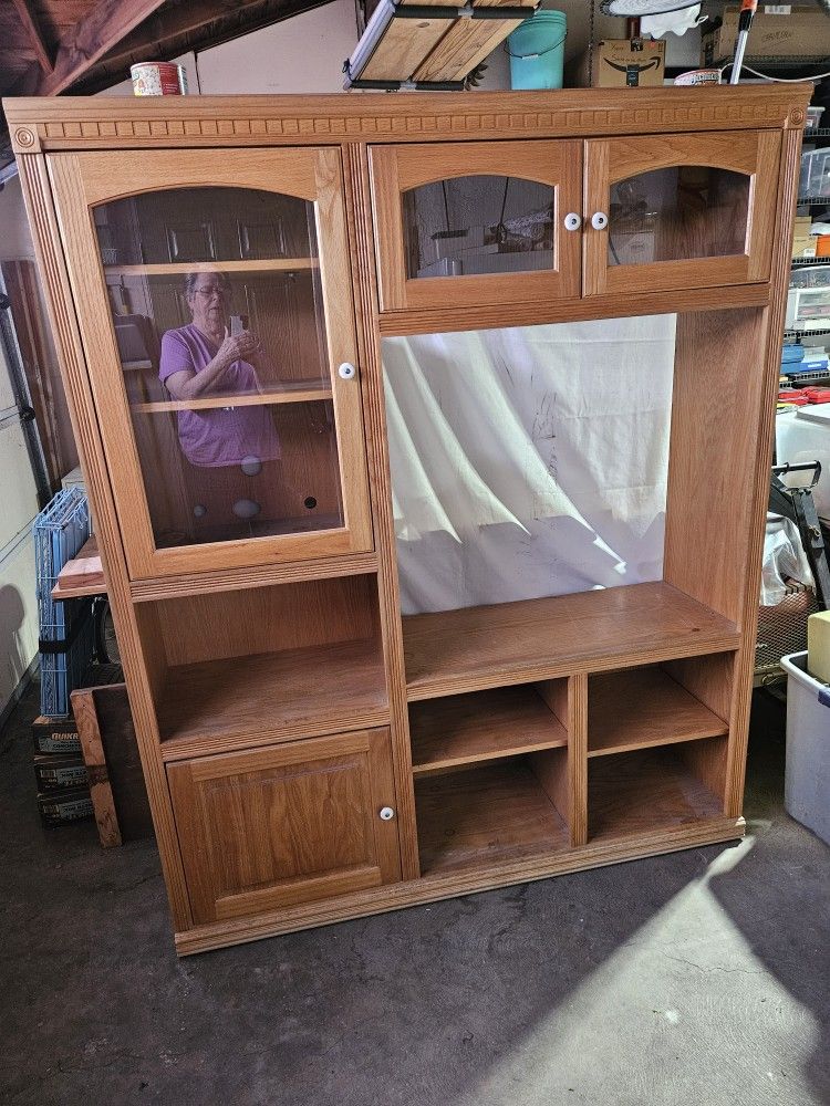 Solid Wood Lighted Entertainment Center