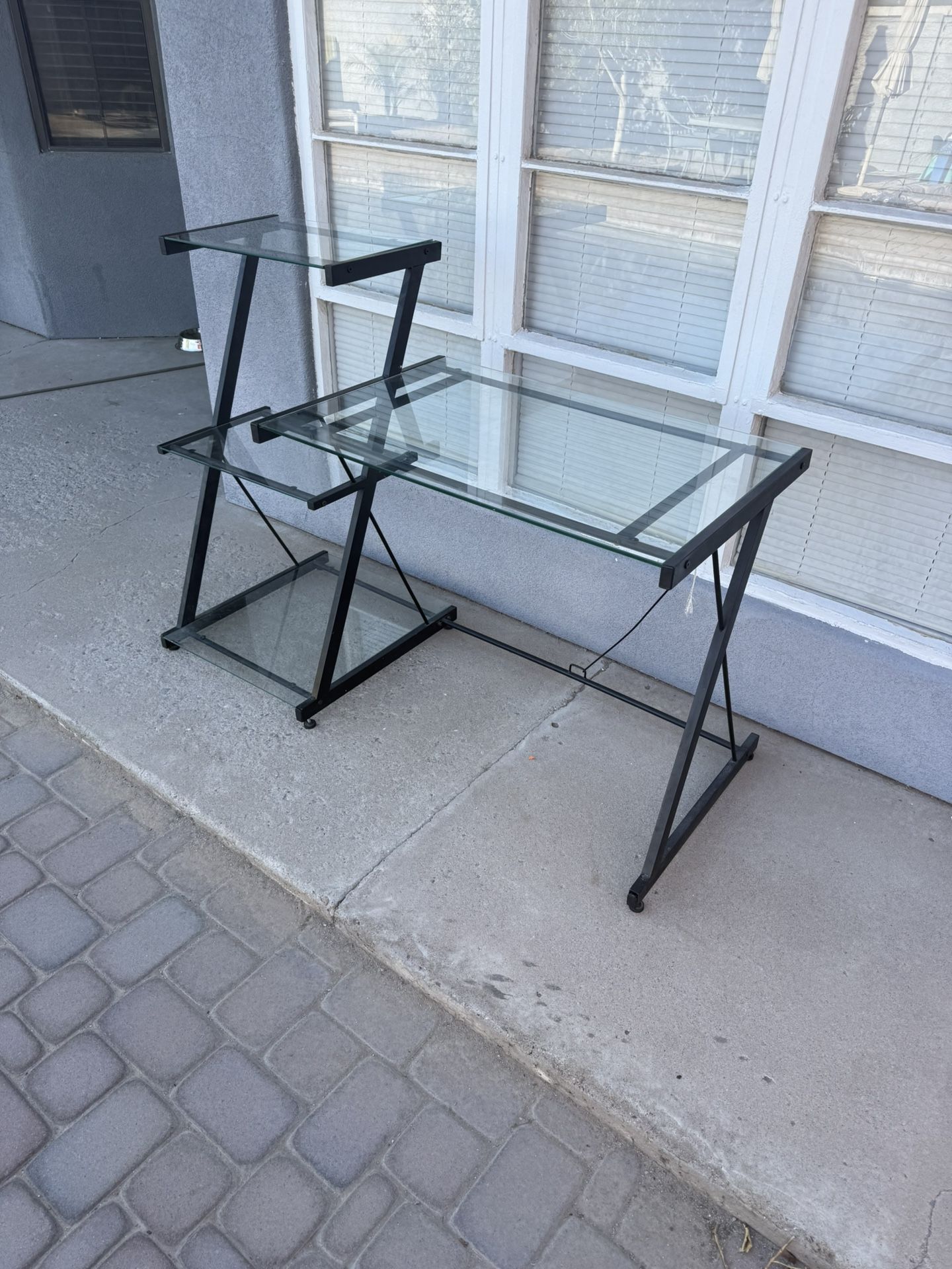 Glass Table With Shelves