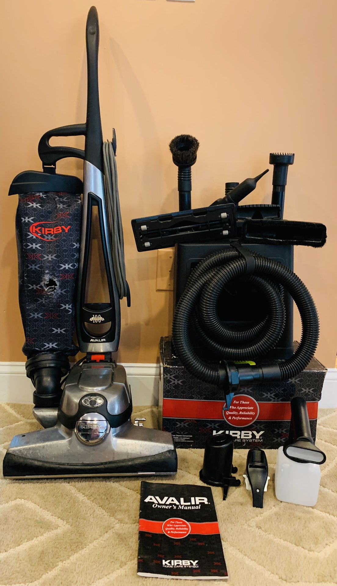 Kirby Avalir vacuum cleaner with attachments and shampooer