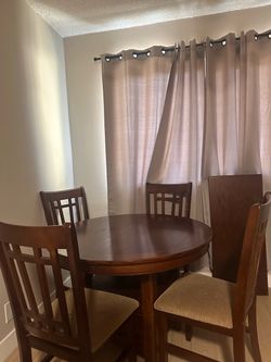Round Wood Dining Table with 4 Chairs