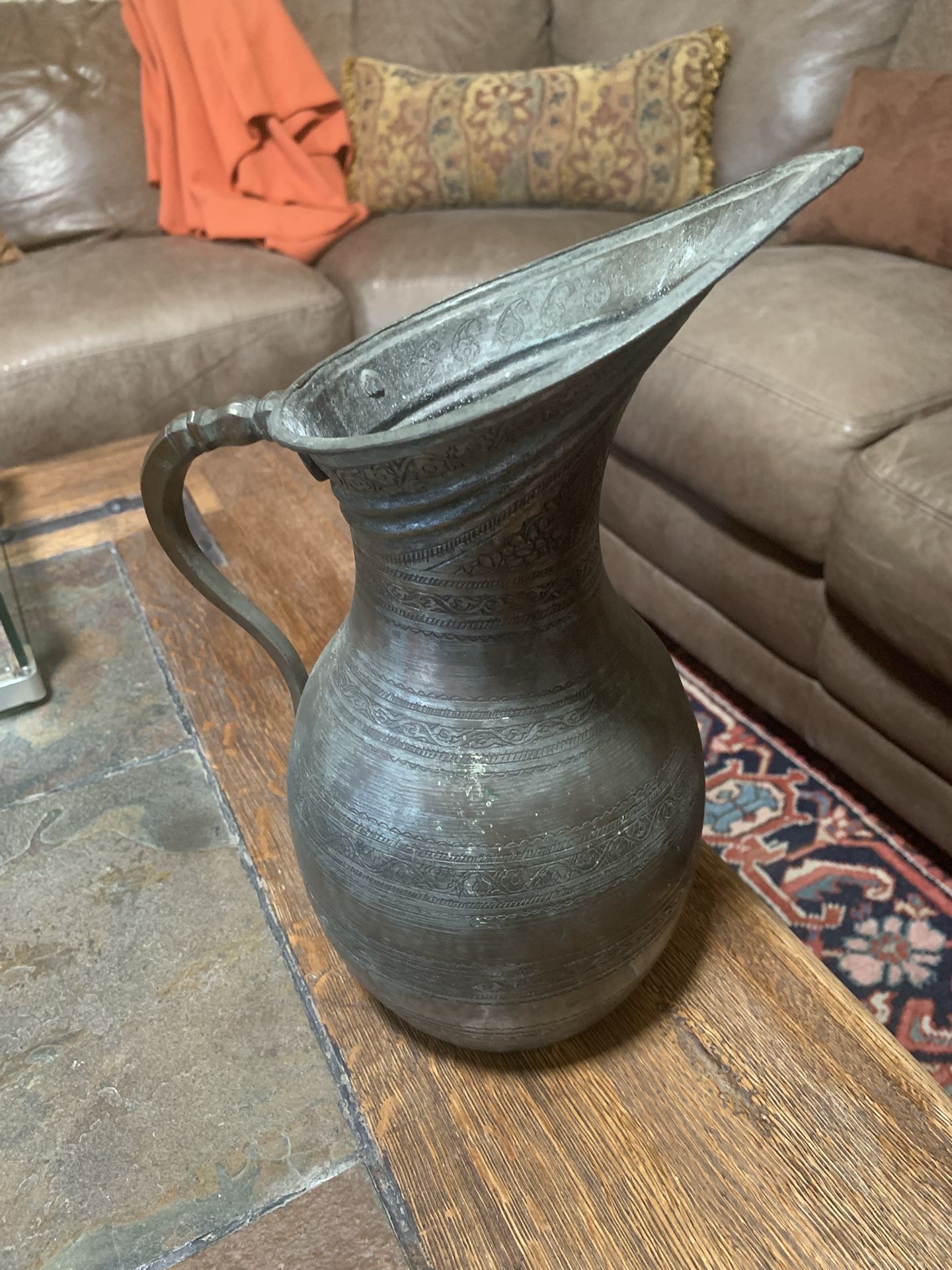 Antique Tinned Copper Pitcher