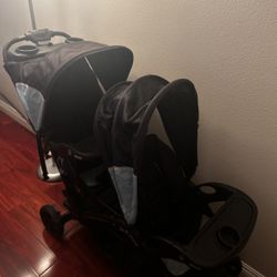 Double Stroller with a infant car seat 