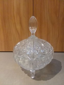 Vintage Glass 3 Footed Candy Dish/Lid