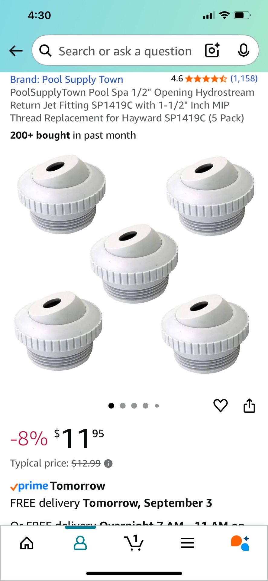 Spa Return Jet Fittings 5 Pack
