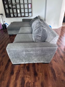 Gray Velvet Sectional Sofa