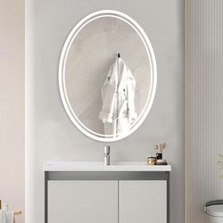 36 X 28 Inch Oval LED Bathroom Mirror, White Trim (We Have 2 Available - Price is Per Mirror)