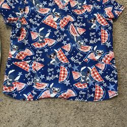 Disney Stitch Summer Theme Scrub Top