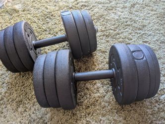 Adjustable dumbbell pair up to 22lbs each