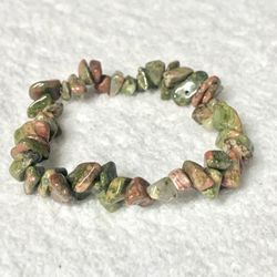 Unakite Stretch Crystal Bracelet 