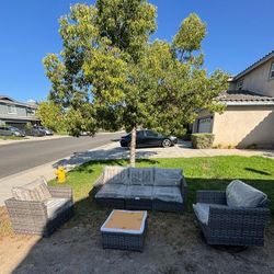 High Quality Patio Sofa Set Beige Cushions One Swivel Chair One Stationary Chair Three Seater Sofa Brand New Patio Furniture 🆕🚎🆕🚎