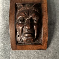 Antique Carved Wooden Grotesque Head