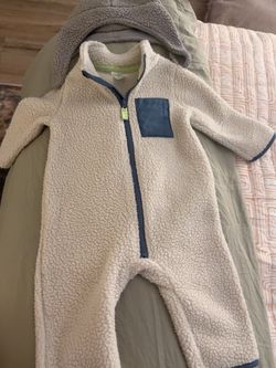 Baby Boy Sherpa Fleece Hooded One-Piece – 6 Months