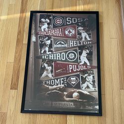 2004 Major League Baseball Poster Sosa Garcia Perra  Helton Ichiro Pujols Thome Heavy Framed 24x36