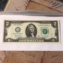 2017  Unique Crisp Uncirculated $2 Bill True Birthday Note. Feb 20 1998 Thumbnail