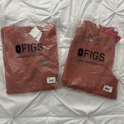 Brand New Figs Women's Terracotta Catarina One-Pocket Scrub Top & Zamora Jogger Scrub Pants - XXS