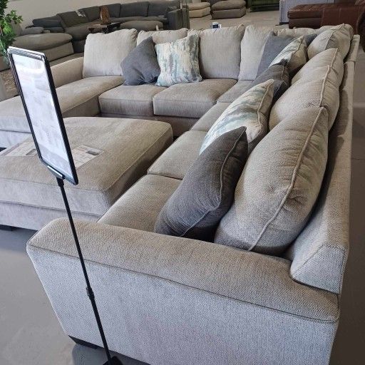 Ardsley Pewter Grey U Shaped Sectional Couch with Chaise 
