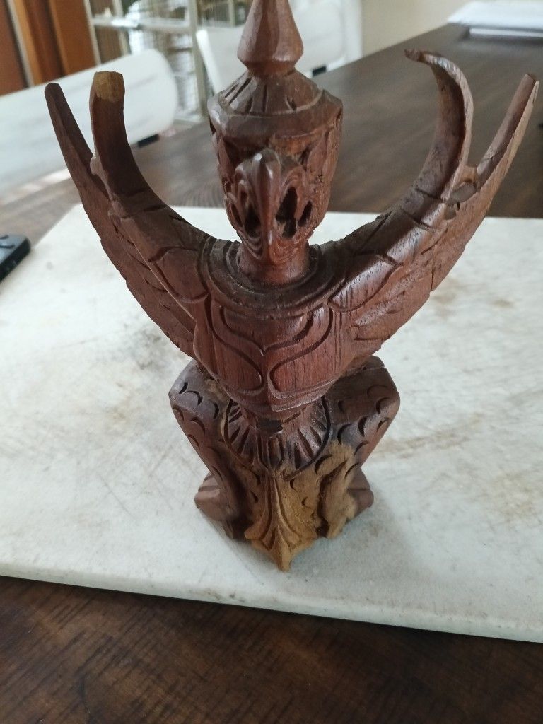 Indonesian Bird Deity All Hand Carved Wood Statue.