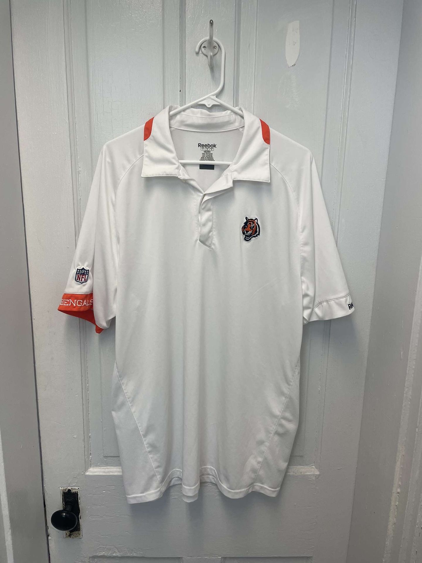 Cincinnati Bengals NFL Reebok Y2K Logo White And Orange Polo