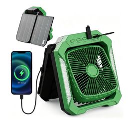 Solar Powered Rechargeable Fan with LED Light